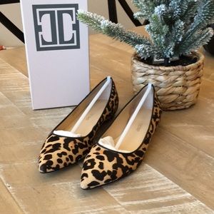 Ivanka Trump Leopard Calf Hair Pointy Flats